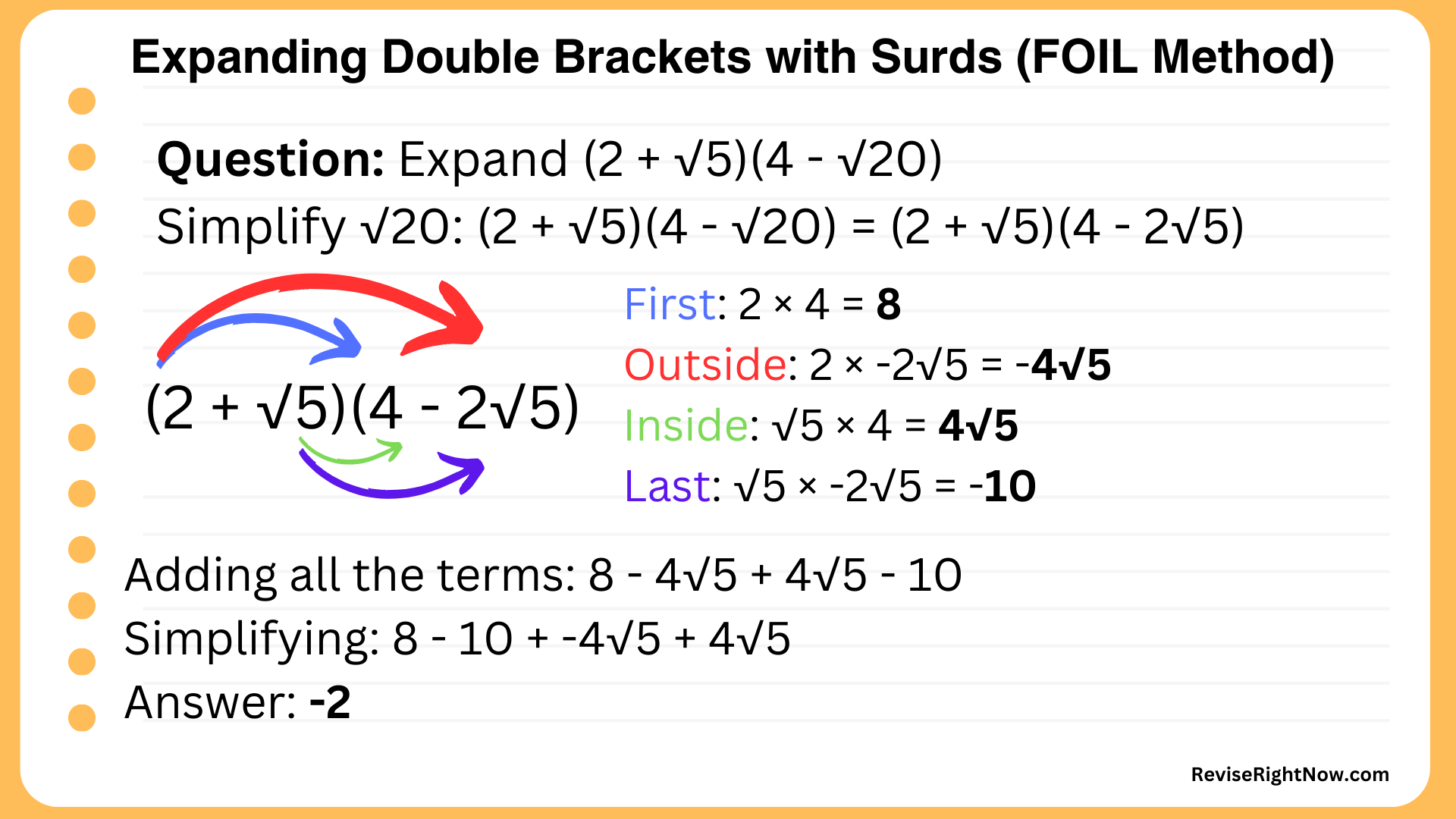 Expand Double Brackets with Surds